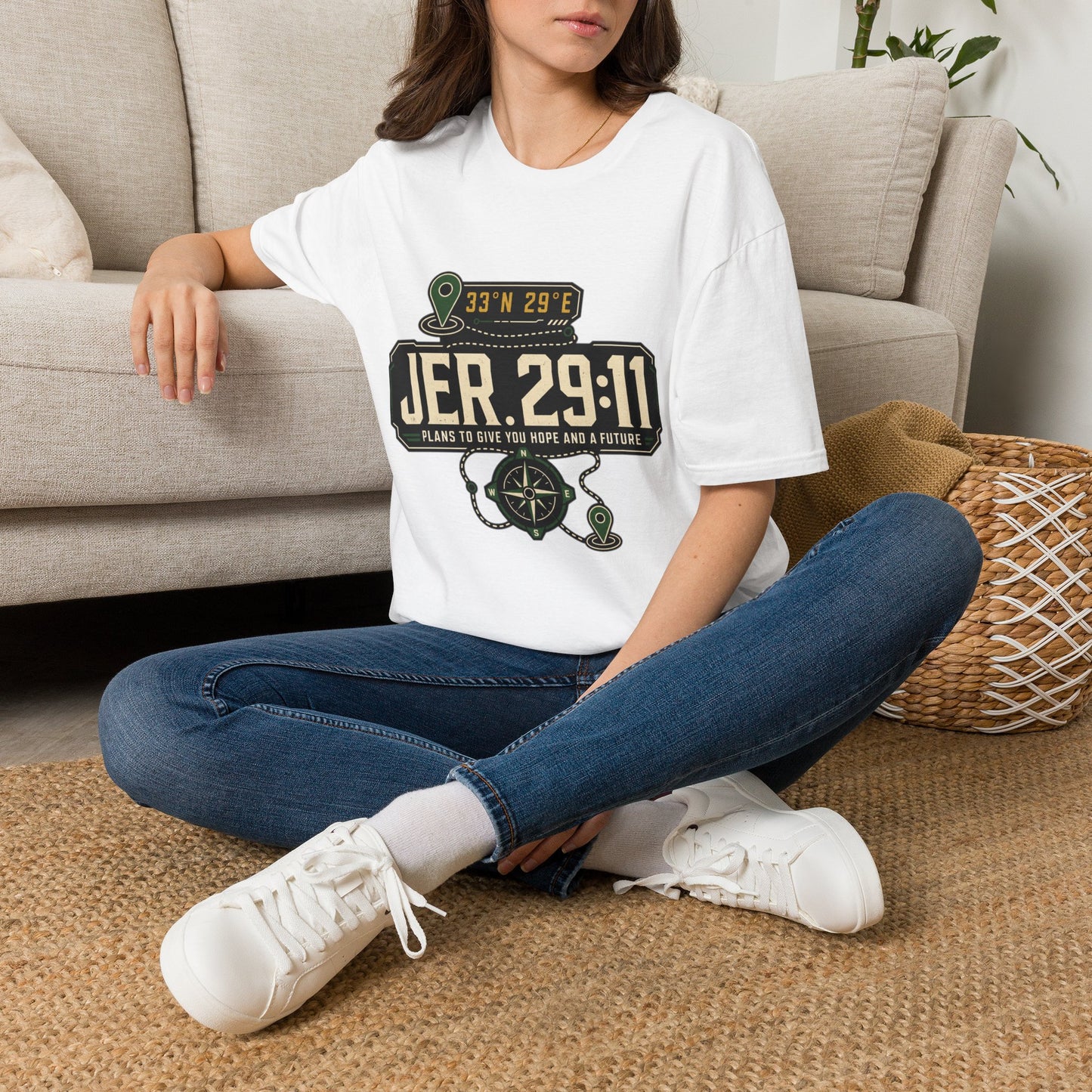 Jeremiah 29:11 Coordinates T-Shirt | Bible Compass