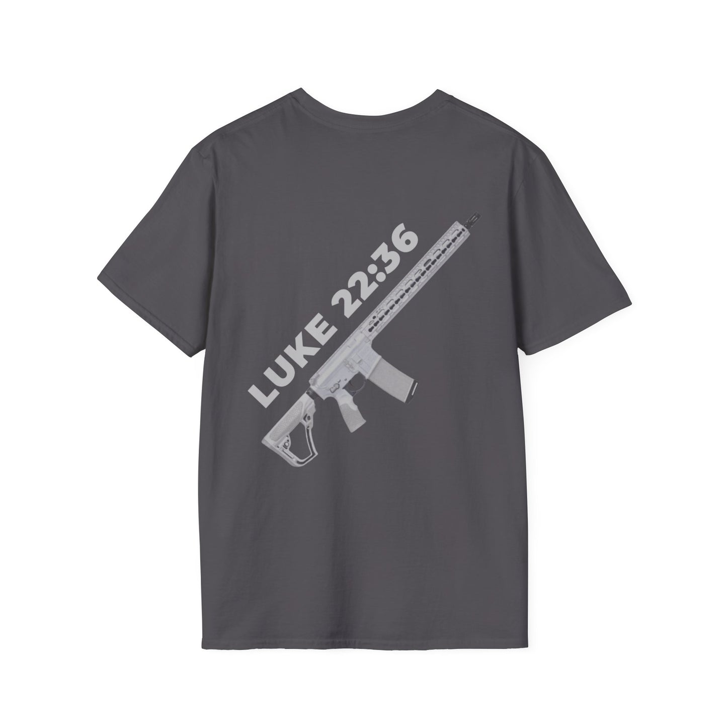 Sell your cloak and buy a sword — "Luke 22:36" Rifle Graphic Christian Faith Tee