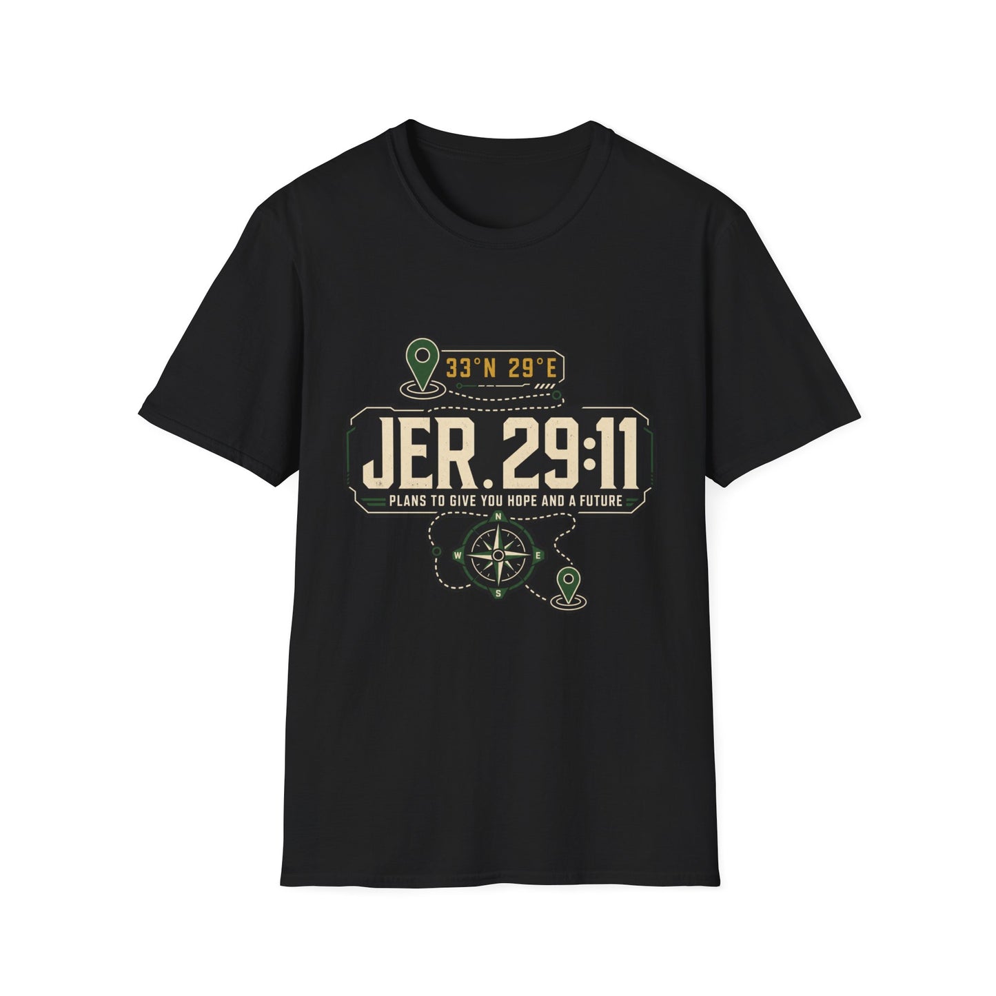 Jeremiah 29:11 Coordinates T-Shirt | Bible Compass