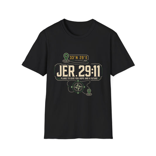 Jeremiah 29:11 Coordinates T-Shirt | Bible Compass