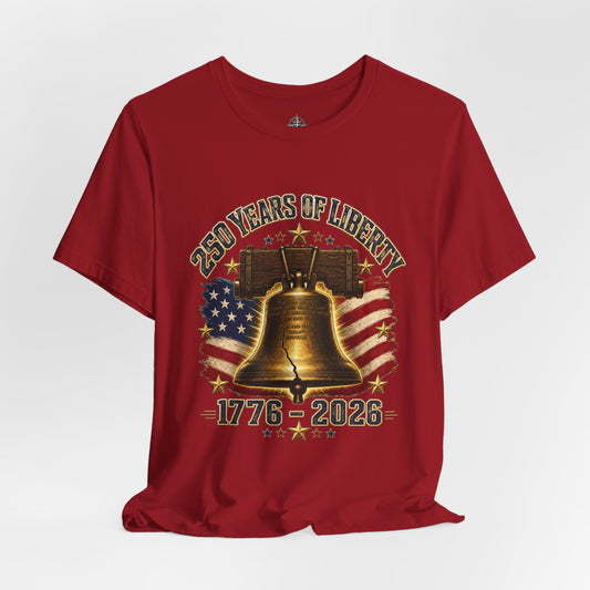 Liberty Bell 250 Years Tee – 1776–2026 Patriotic American Flag T-Shirt - Bible Compass