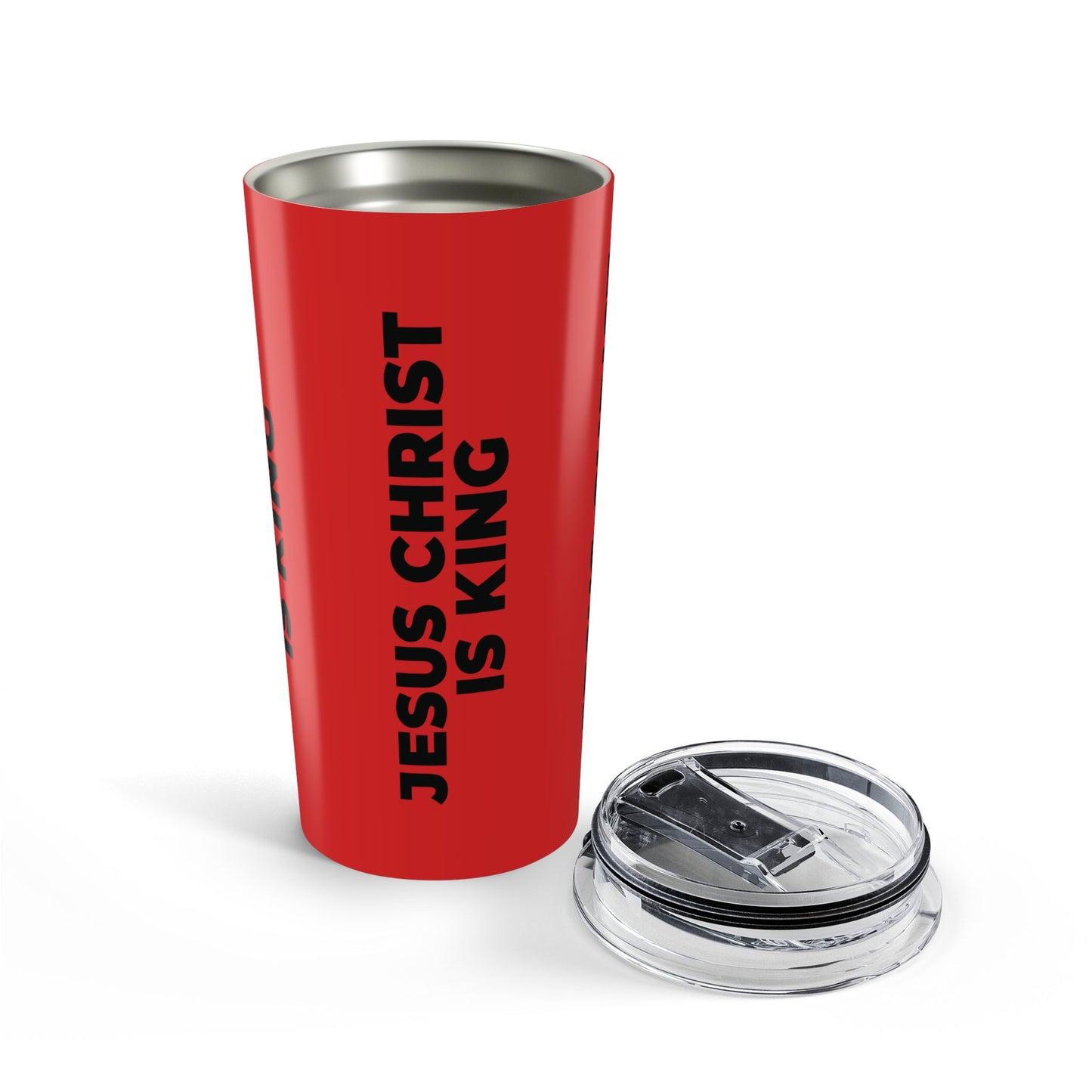 Tumbler — "Jesus Christ Is King" Red 20oz Insulated Travel Cup