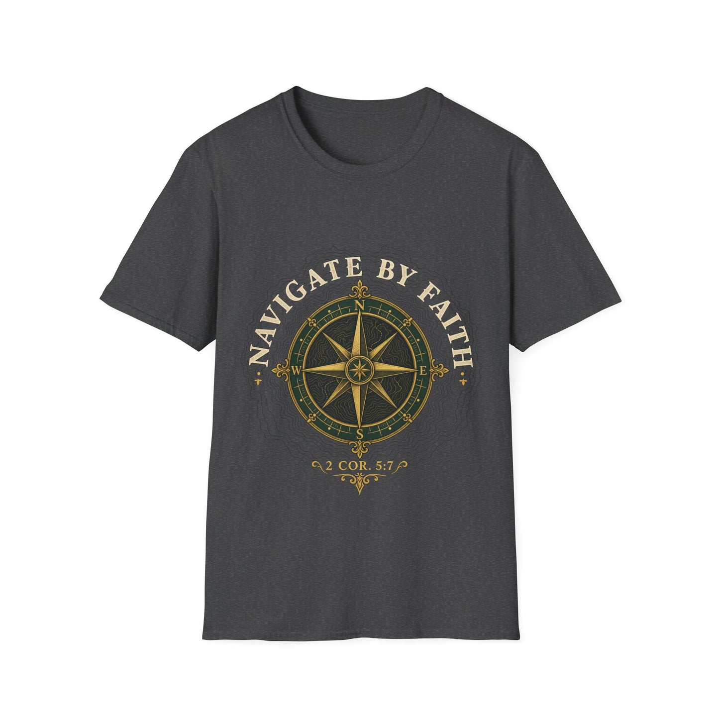 Navigate By Faith T-Shirt - 2 Corinthians 5:7 | Bible Compass