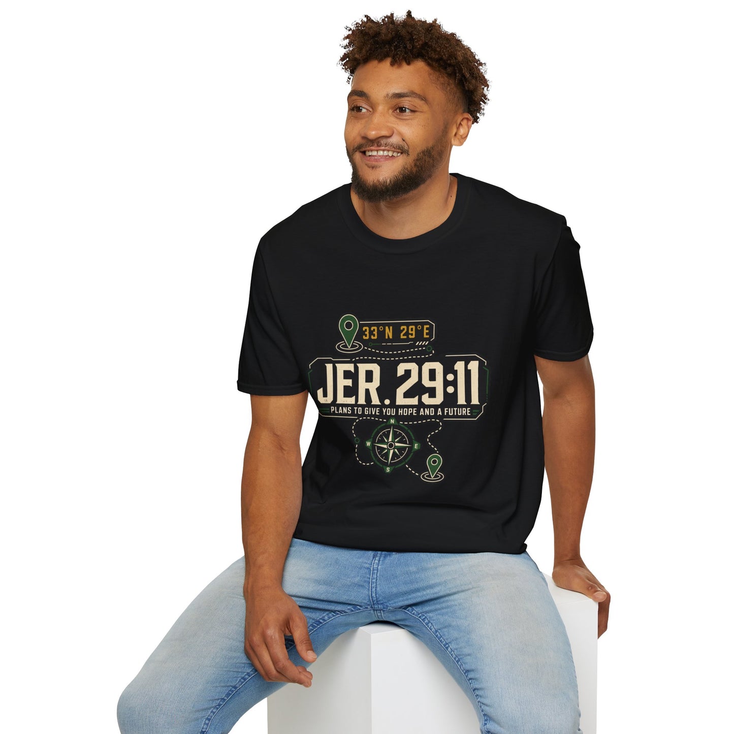 Jeremiah 29:11 Coordinates T-Shirt | Bible Compass