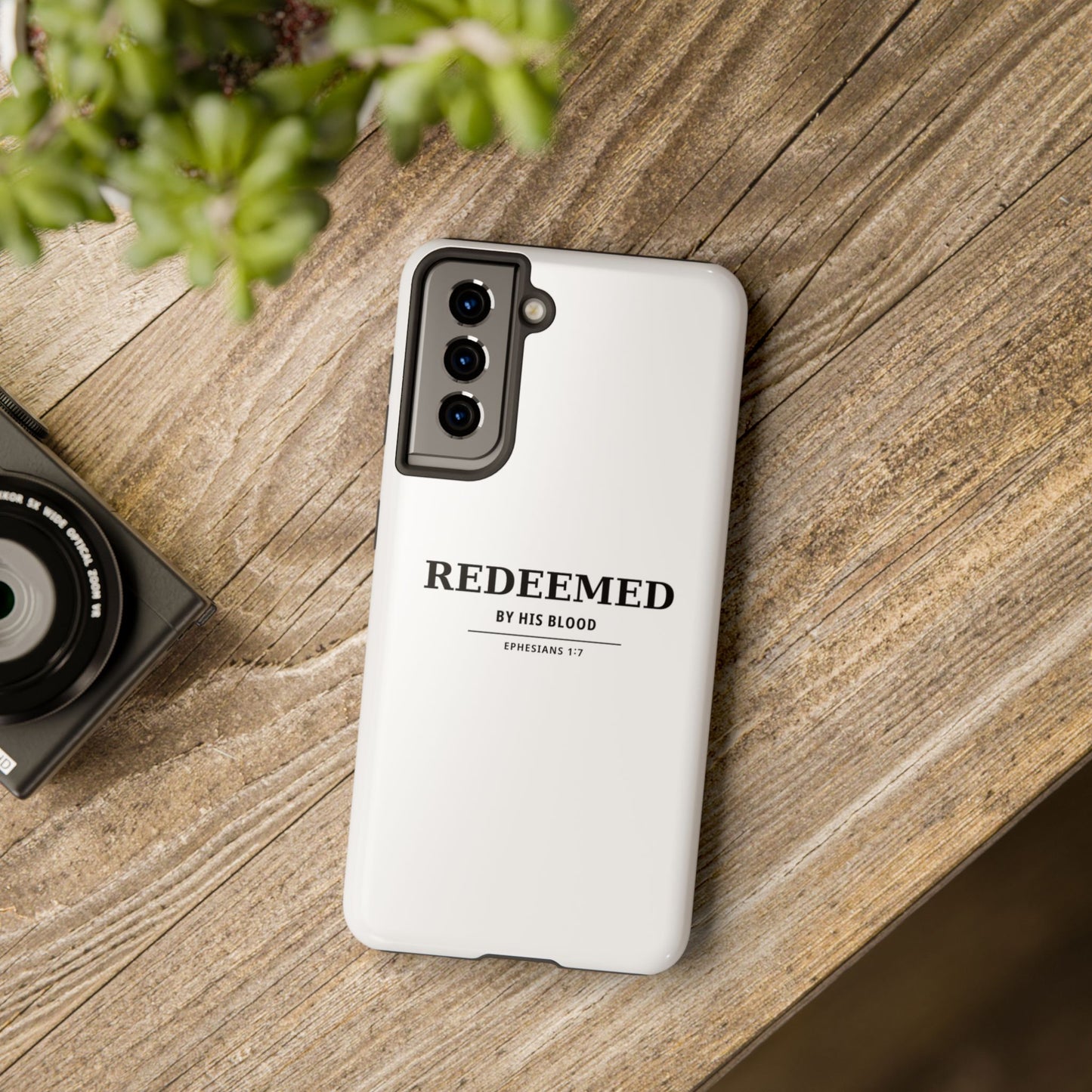 Redeemed Phone Case — "Redeemed by His Blood" Christian iPhone Case, Ephesians 1:7 Religious Tough Phone Cover