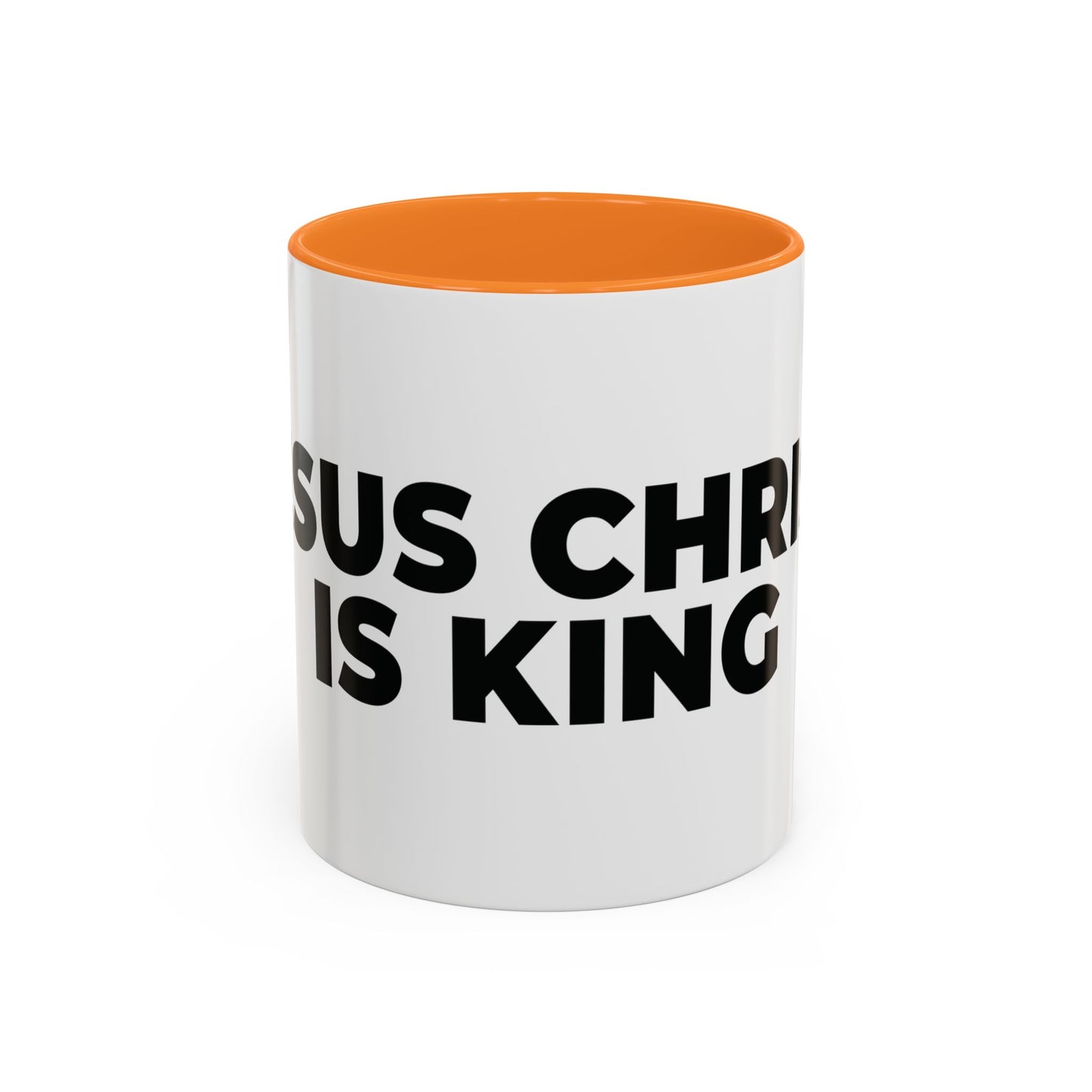 Jesus Christ Is King Coffee Mug — Black-Trim Ceramic 11oz & 15oz