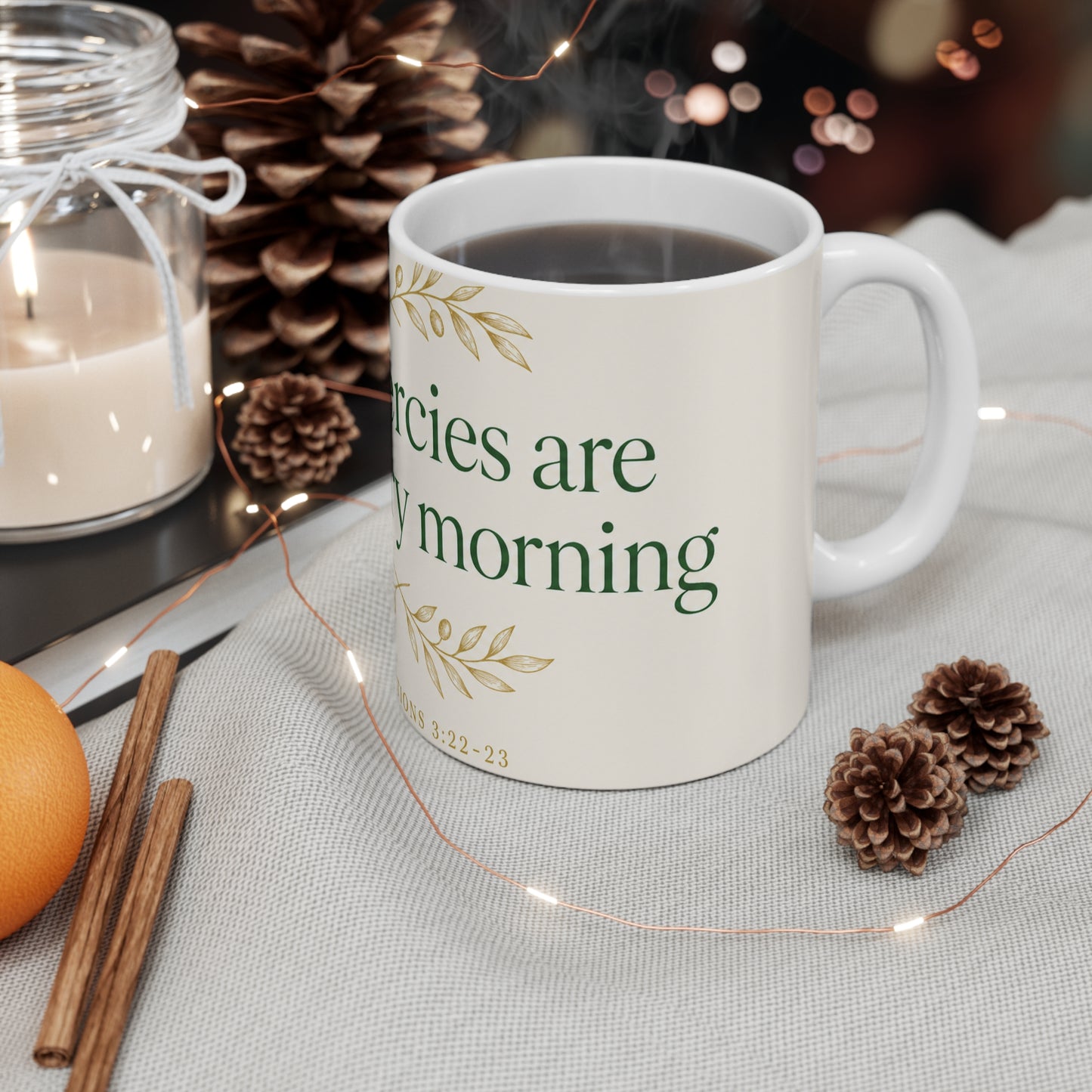 His Mercies Are New Every Morning Mug - Lamentations 3:22-23 | Bible Compass