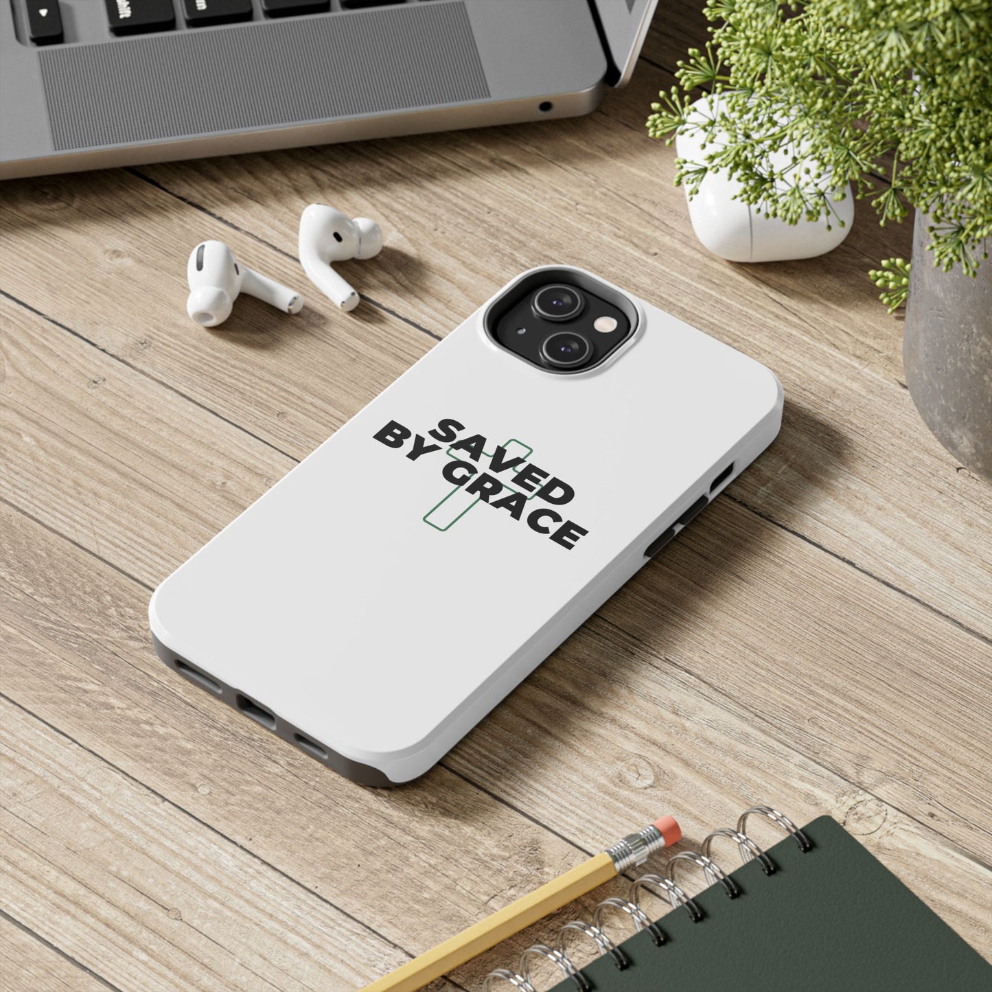 Saved By Grace Tough Phone Case — Christian Cross Protective Phone Cover