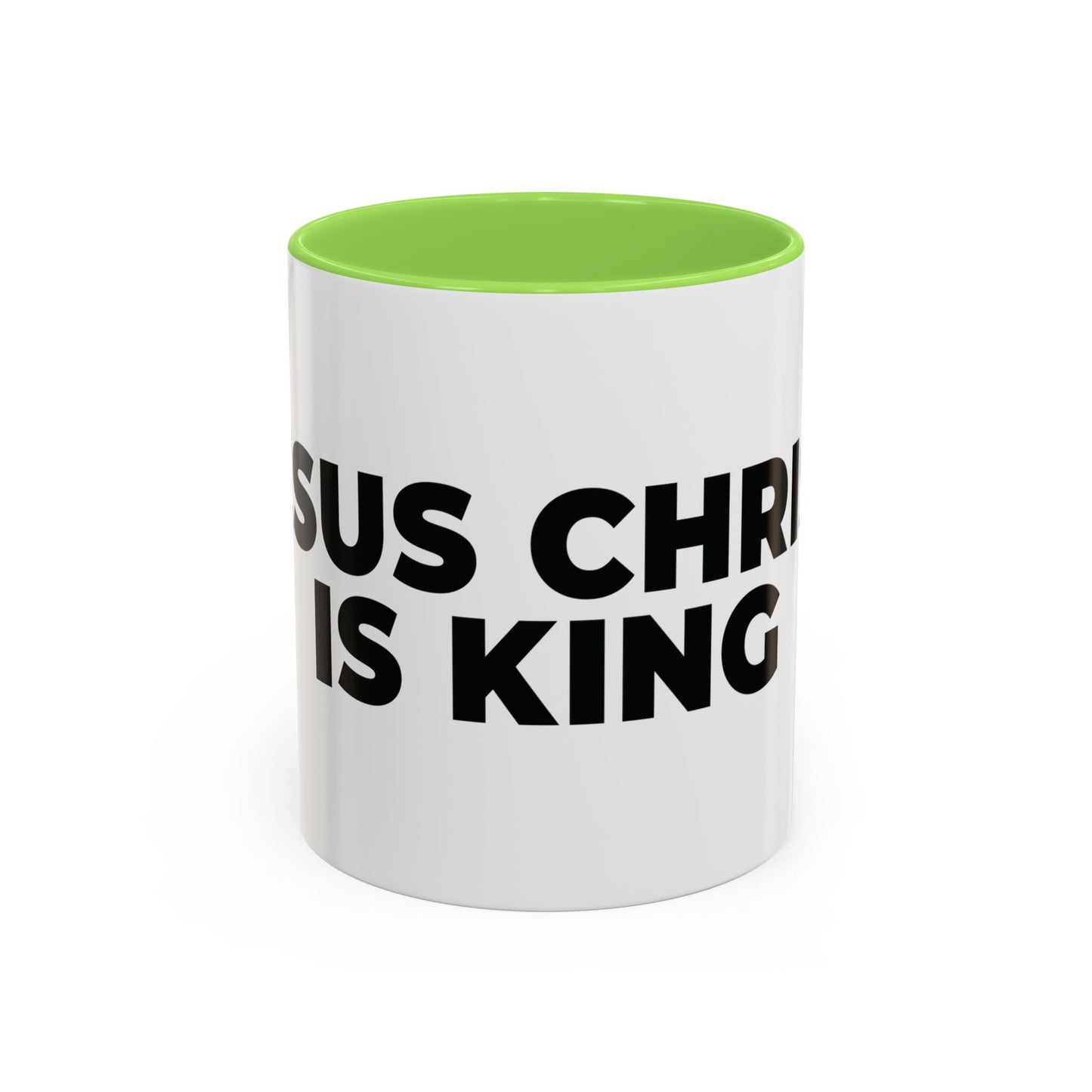 Jesus Christ Is King Coffee Mug — Black-Trim Ceramic 11oz & 15oz