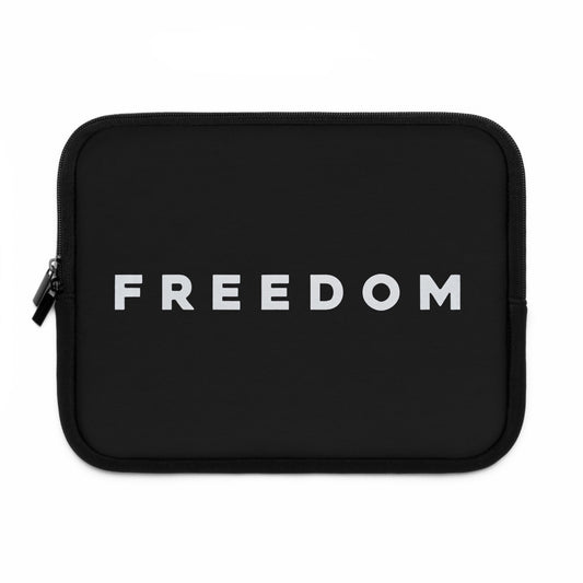 Freedom Laptop Sleeve — Minimal Black Protective Case with Bold 'FREEDOM' Text