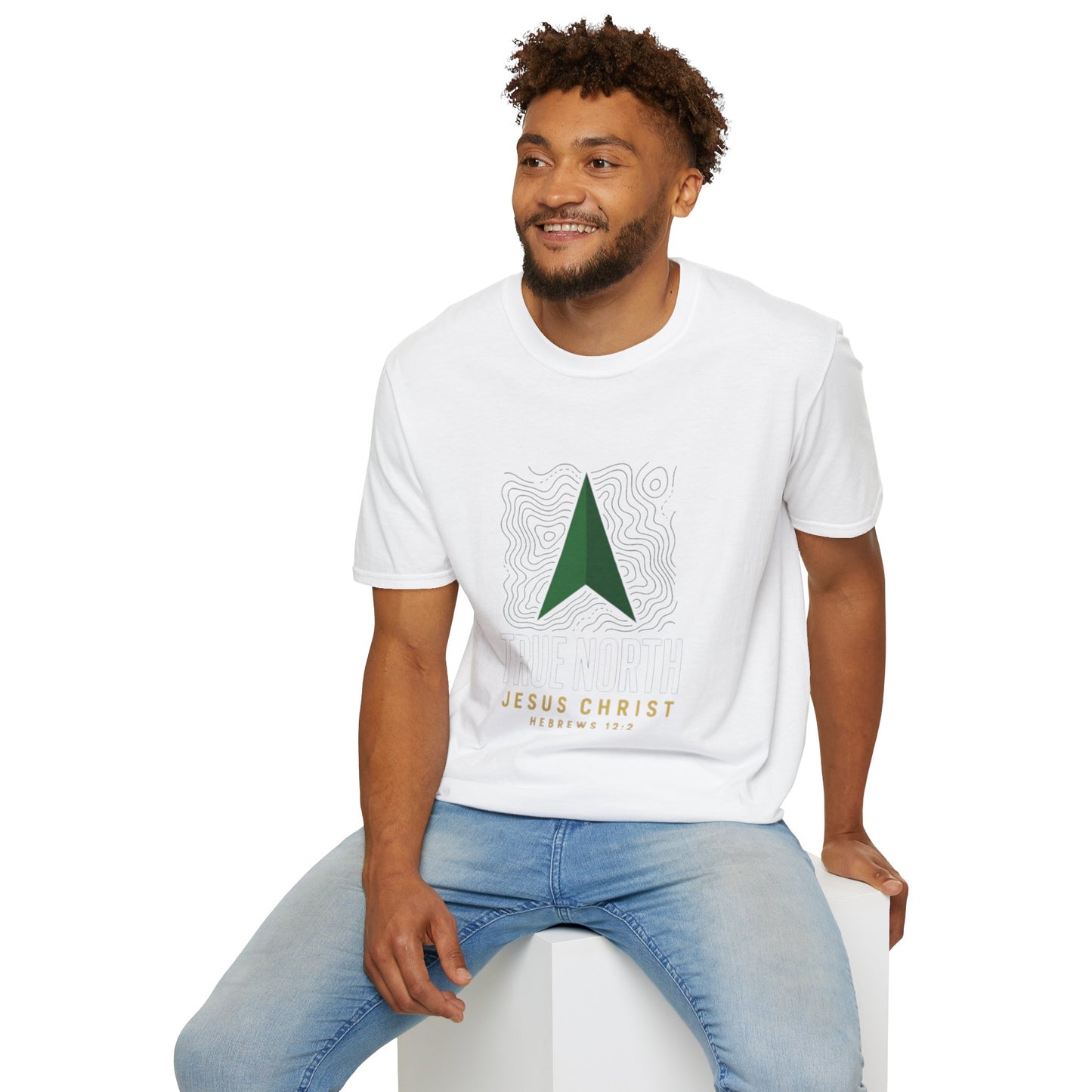 True North Jesus Christ T-Shirt - Hebrews 12:2 | Bible Compass