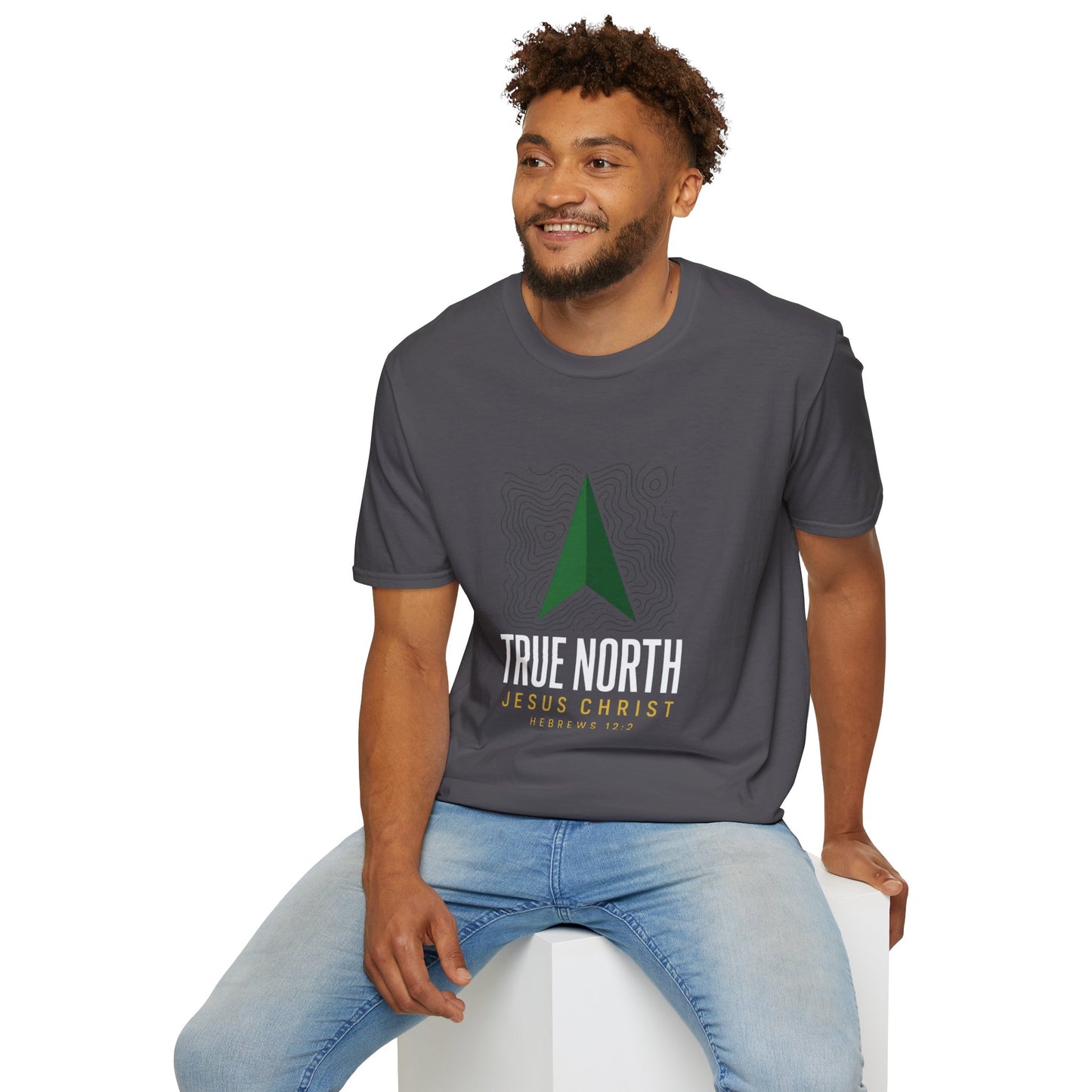 True North Jesus Christ T-Shirt - Hebrews 12:2 | Bible Compass
