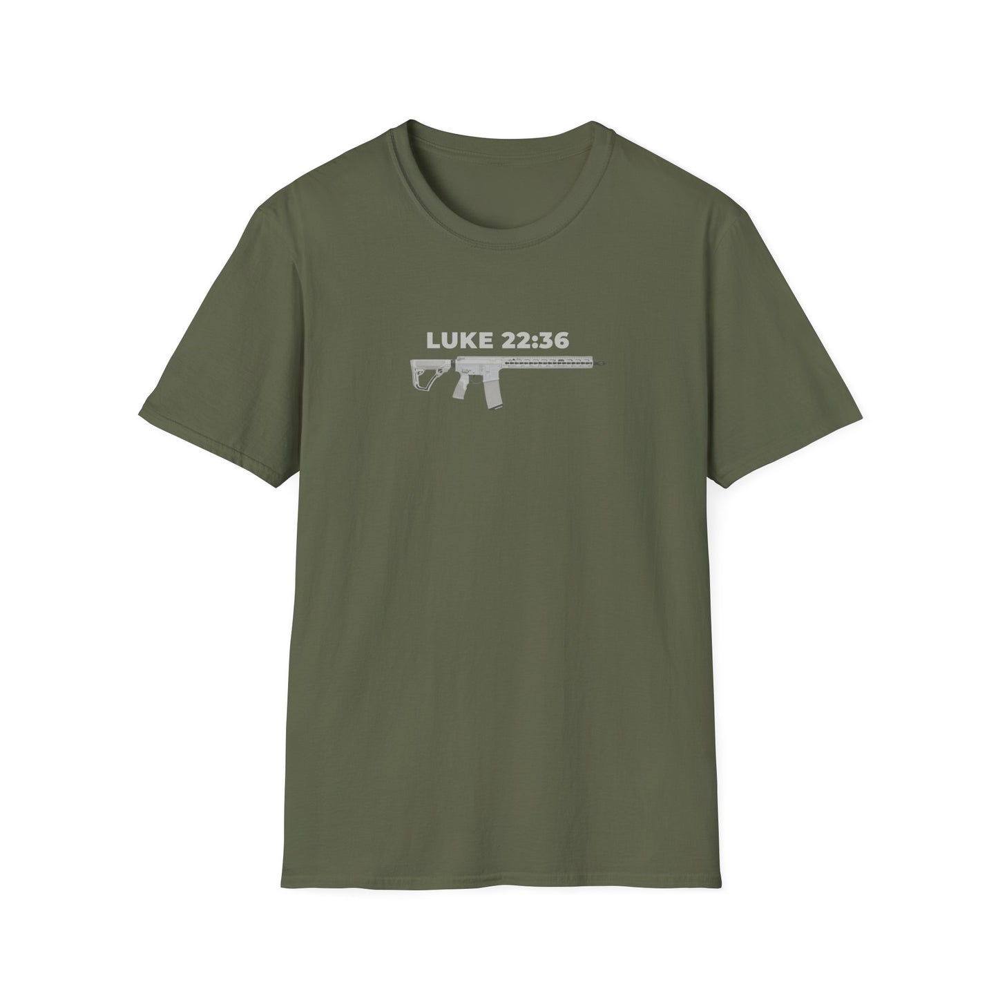 Sell your cloak and buy a sword — "Luke 22:36" Rifle Graphic Christian Faith Tee