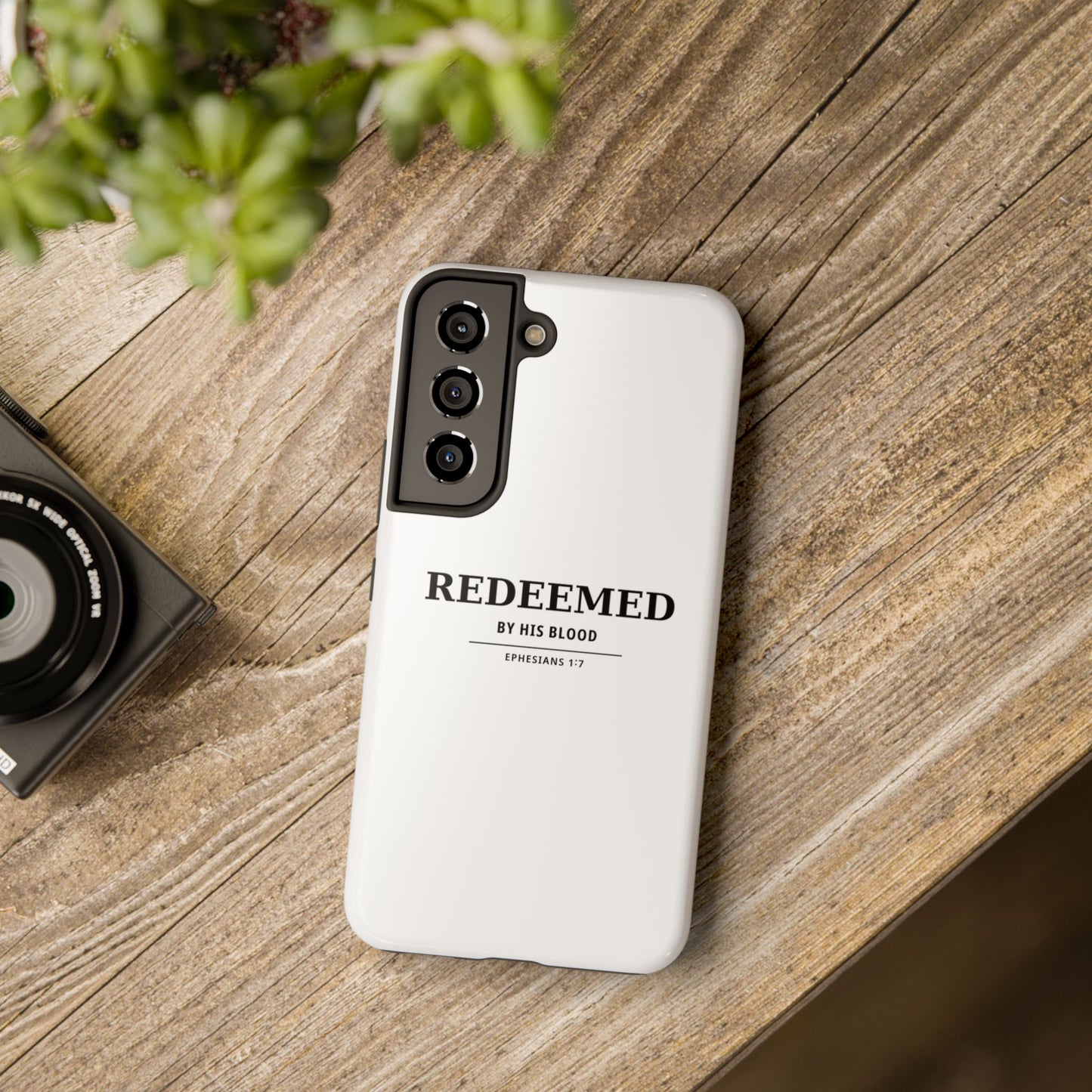 Redeemed Phone Case — "Redeemed by His Blood" Christian iPhone Case, Ephesians 1:7 Religious Tough Phone Cover