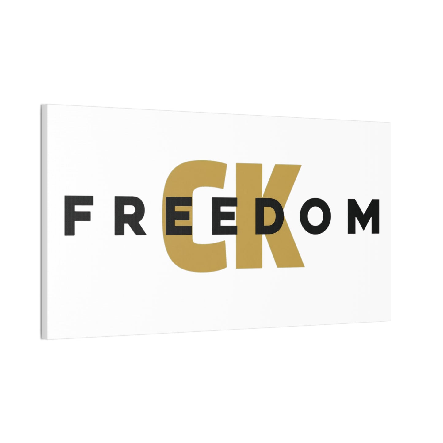 Freedom CK Canvas Wall Art – Bold Gold & Black Typography